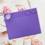 Maxbell Silicone Painting Mat with Cup 19.69"x15.75" Silicone Art Mat for Art Create Violet