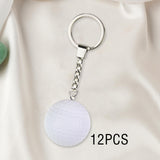 Maxbell 12Pcs Pickleball Keychain Hanging Toy Metal Keyring for Backpack Purse Decor White