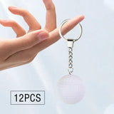 Maxbell 12Pcs Pickleball Keychain Hanging Toy Metal Keyring for Backpack Purse Decor White