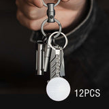 Maxbell 12Pcs Pickleball Keychain Hanging Toy Metal Keyring for Backpack Purse Decor White