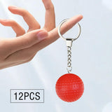 Maxbell 12Pcs Pickleball Keychain Hanging Toy Metal Keyring for Backpack Purse Decor Red
