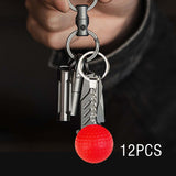 Maxbell 12Pcs Pickleball Keychain Hanging Toy Metal Keyring for Backpack Purse Decor Red
