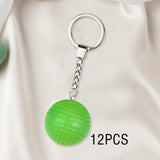 Maxbell 12Pcs Pickleball Keychain Hanging Toy Metal Keyring for Backpack Purse Decor Green