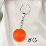 Maxbell 12Pcs Pickleball Keychain Hanging Toy Metal Keyring for Backpack Purse Decor Orange