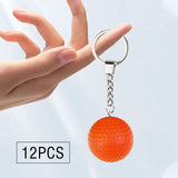 Maxbell 12Pcs Pickleball Keychain Hanging Toy Metal Keyring for Backpack Purse Decor Orange