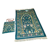 Maxbell Prayer Mat with Carrying Bag Area Rugs for Living Room Travel Bedroom Green