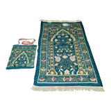 Maxbell Prayer Mat with Carrying Bag Area Rugs for Living Room Travel Bedroom Green