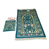 Maxbell Prayer Mat with Carrying Bag Area Rugs for Living Room Travel Bedroom Green