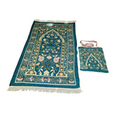 Maxbell Prayer Mat with Carrying Bag Area Rugs for Living Room Travel Bedroom Green