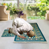 Maxbell Prayer Mat with Carrying Bag Area Rugs for Living Room Travel Bedroom Green