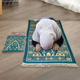 Maxbell Prayer Mat with Carrying Bag Area Rugs for Living Room Travel Bedroom Green