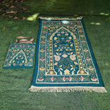Maxbell Prayer Mat with Carrying Bag Area Rugs for Living Room Travel Bedroom Green