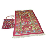 Maxbell Prayer Mat with Carrying Bag Area Rugs for Living Room Travel Bedroom Red