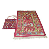 Maxbell Prayer Mat with Carrying Bag Area Rugs for Living Room Travel Bedroom Red
