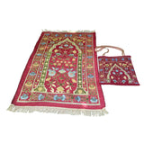 Maxbell Prayer Mat with Carrying Bag Area Rugs for Living Room Travel Bedroom Red