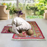 Maxbell Prayer Mat with Carrying Bag Area Rugs for Living Room Travel Bedroom Red