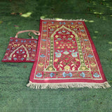 Maxbell Prayer Mat with Carrying Bag Area Rugs for Living Room Travel Bedroom Red