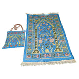Maxbell Prayer Mat with Carrying Bag Area Rugs for Living Room Travel Bedroom Blue