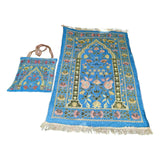 Maxbell Prayer Mat with Carrying Bag Area Rugs for Living Room Travel Bedroom Blue
