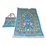 Maxbell Prayer Mat with Carrying Bag Area Rugs for Living Room Travel Bedroom Blue