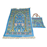 Maxbell Prayer Mat with Carrying Bag Area Rugs for Living Room Travel Bedroom Blue