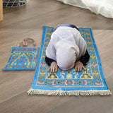 Maxbell Prayer Mat with Carrying Bag Area Rugs for Living Room Travel Bedroom Blue
