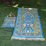 Maxbell Prayer Mat with Carrying Bag Area Rugs for Living Room Travel Bedroom Blue