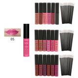 Max 6 Colors Matte Lip Gloss Long Lasting Liquid Lipsticks +12pcs Lip Brushes #C