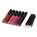 Max 6 Colors Matte Lip Gloss Long Lasting Liquid Lipsticks +12pcs Lip Brushes #C