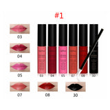 Max 6 Colors Matte Lip Gloss Long Lasting Liquid Lipsticks +12pcs Lip Brushes #C