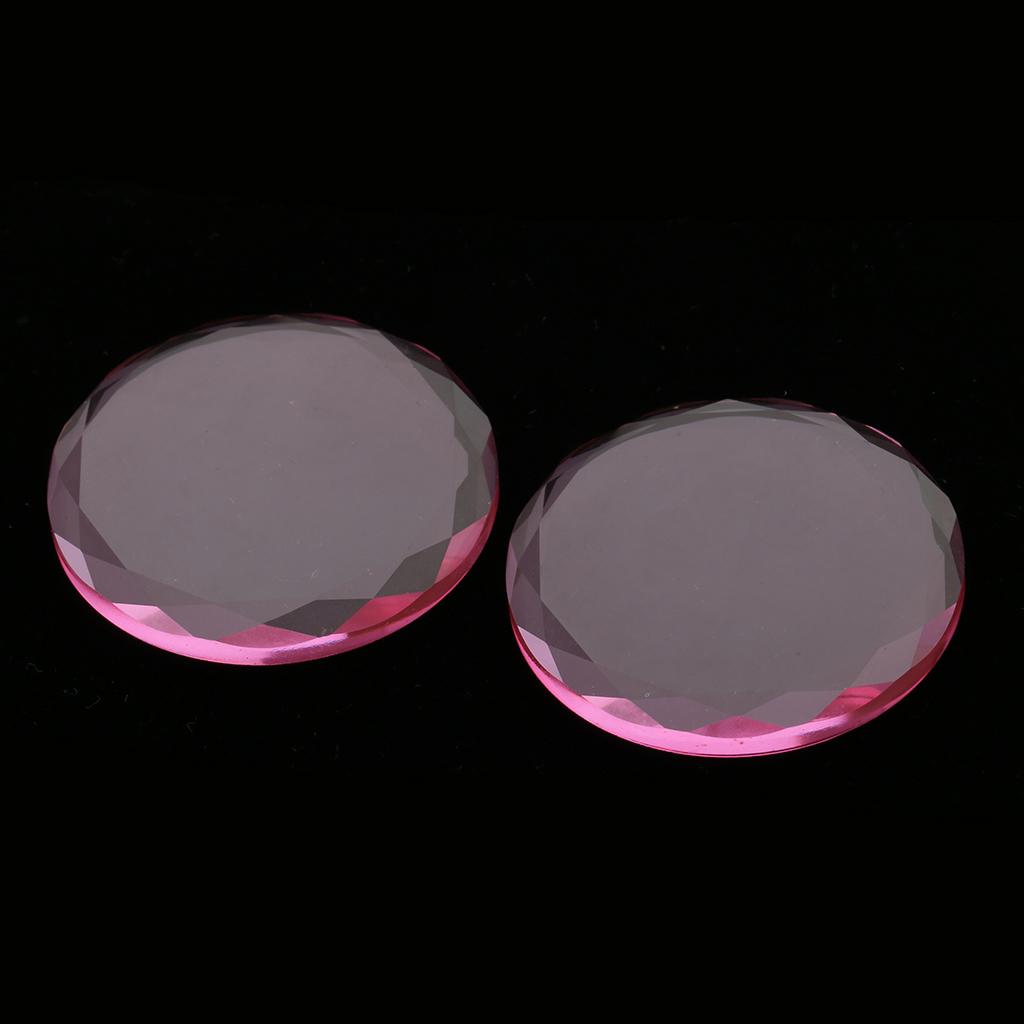 2Piece Crystal Glass Adhesive Glue Pallet Holder for Eyelash Extensions Pink