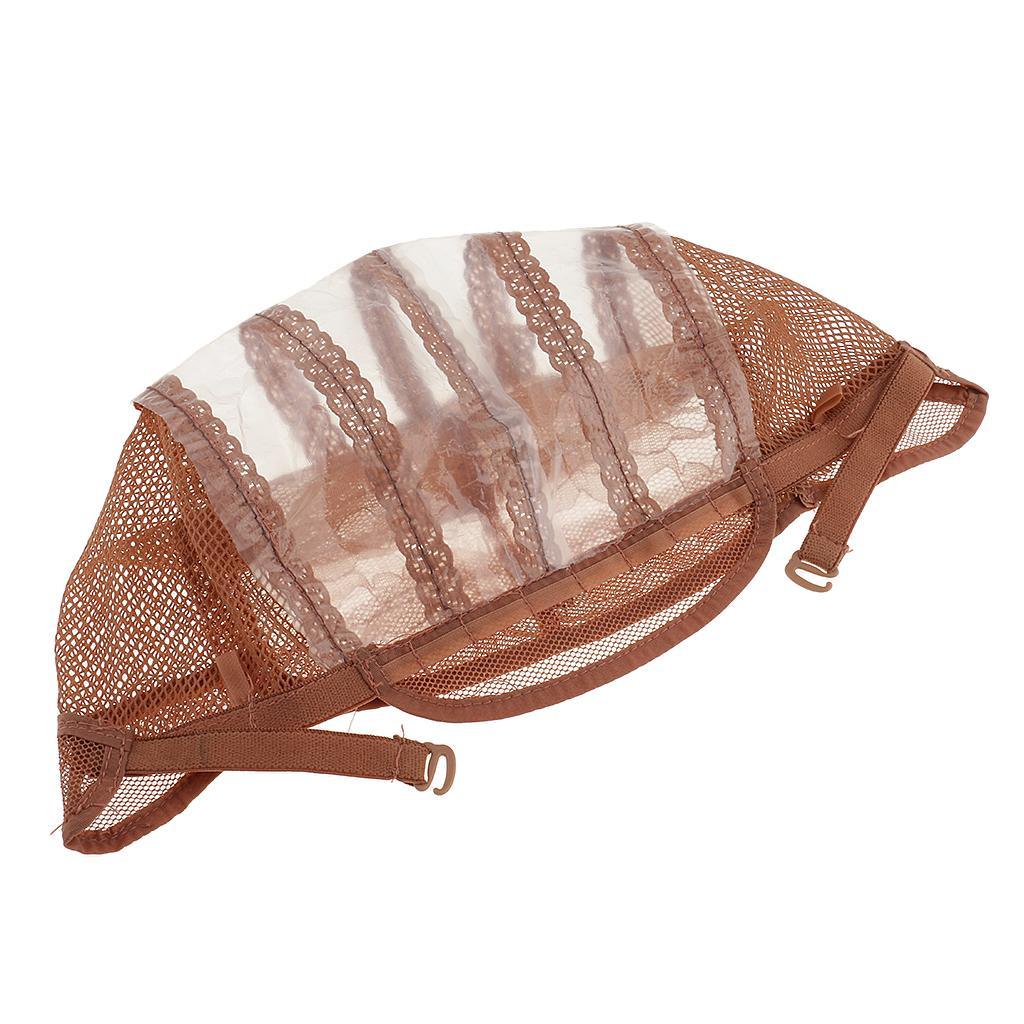 Wig Making Base Inner Cap Adjustable Weave Breathable Weaving Lace Net Brown