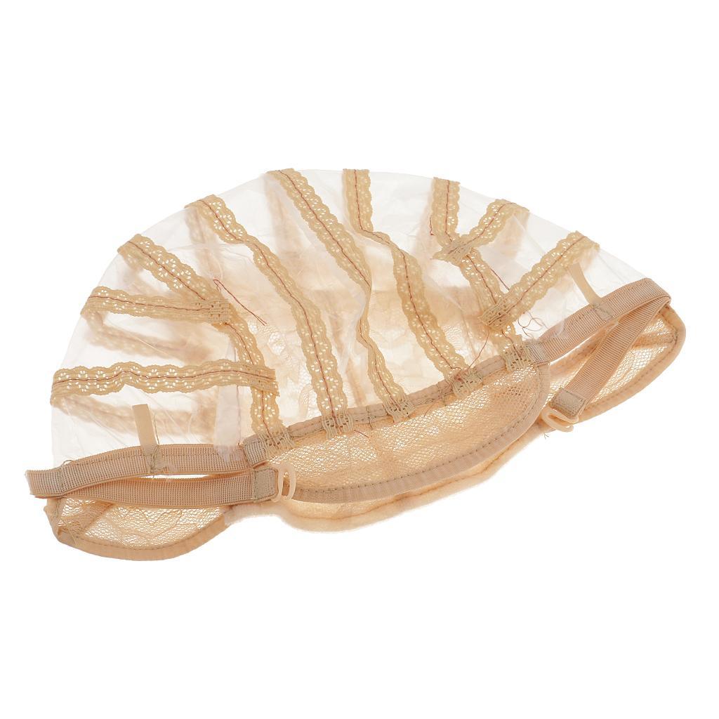 Wig Making Base Inner Cap Adjustable Weave Breathable Weaving Lace Net Beige