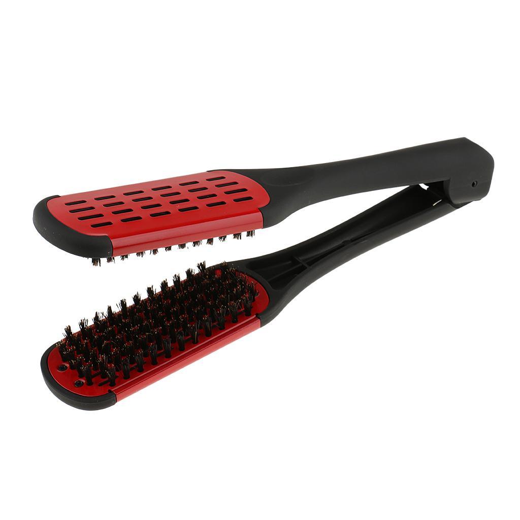 Bristlel Hairdressing Straightener Hair Straightening Double Brush Comb Clamp