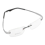 Lightweight Memory Metal Rimless Glasses Eyeglasses Spectacles Frame Black