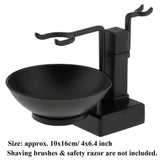 Good Quality Bathroom Barber Men Metal Shaving Rack Stand Set - Shave Brush Holder Shelf + Soap Mug Cup Bowl Black