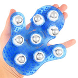 Palm 9 Balls Body Massager Massage Glove Hand Held Stress Tension Relief Blue