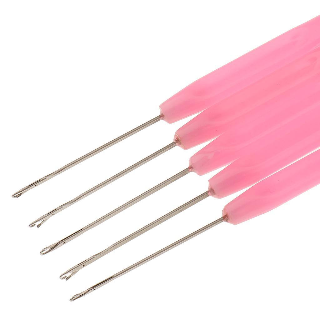 Maxbell 5 Pieces Pulling Hook Needle Tools for Micro Ring Hair Extensions Pink - Aladdin Shoppers