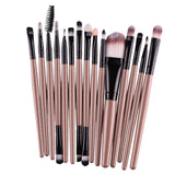 15 Pieces Cosmetic Eyeshadow Eyeliner Eyebrow Makeup Brush Rose Gold Black