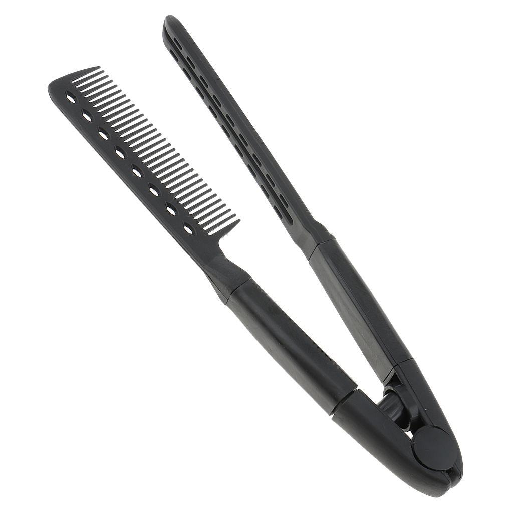 Salon Barber Hairdresser Hairdressing Styling Comb, Hair Straightener Folding V Type Comb