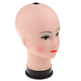 PVC Female Bald Mannequin Head Model Wig Making Hat Glasses Display Stand 2#