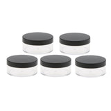 Maxbell 5/Set Empty Loose Powder Blusher Makup Container Case, Plastic Jar Pot Box Refillable with Sifter