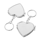 2 Pieces Portable Folding Heart Shape Pocket Compact Makeup Mirror Key Ring