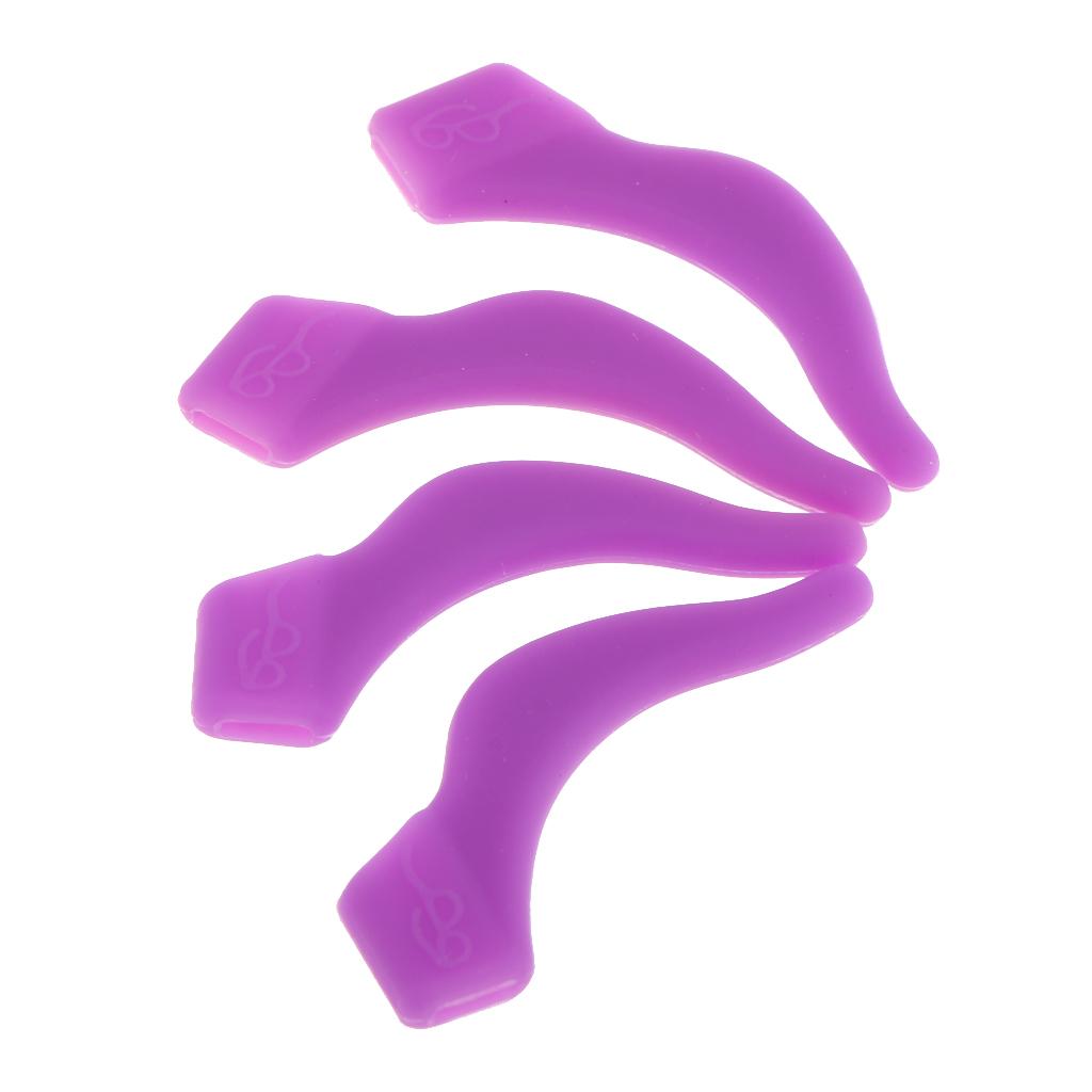 Max 10 Pairs Silicone Eye Glasses Temple Tips Ear Hooks Grip Holder  Purple