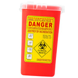 Red Sharps Bin Needle Blade Waste Disposal Container with Locking Lid 1.0L