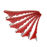 6 Pieces Hairdressing Salon Sectioning Clamp Hair Clips Hairpins Grip Red