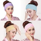 Cotton Stretch Makeup Face Washing Shower Mask Hairband Snood Wrap Headband Purple