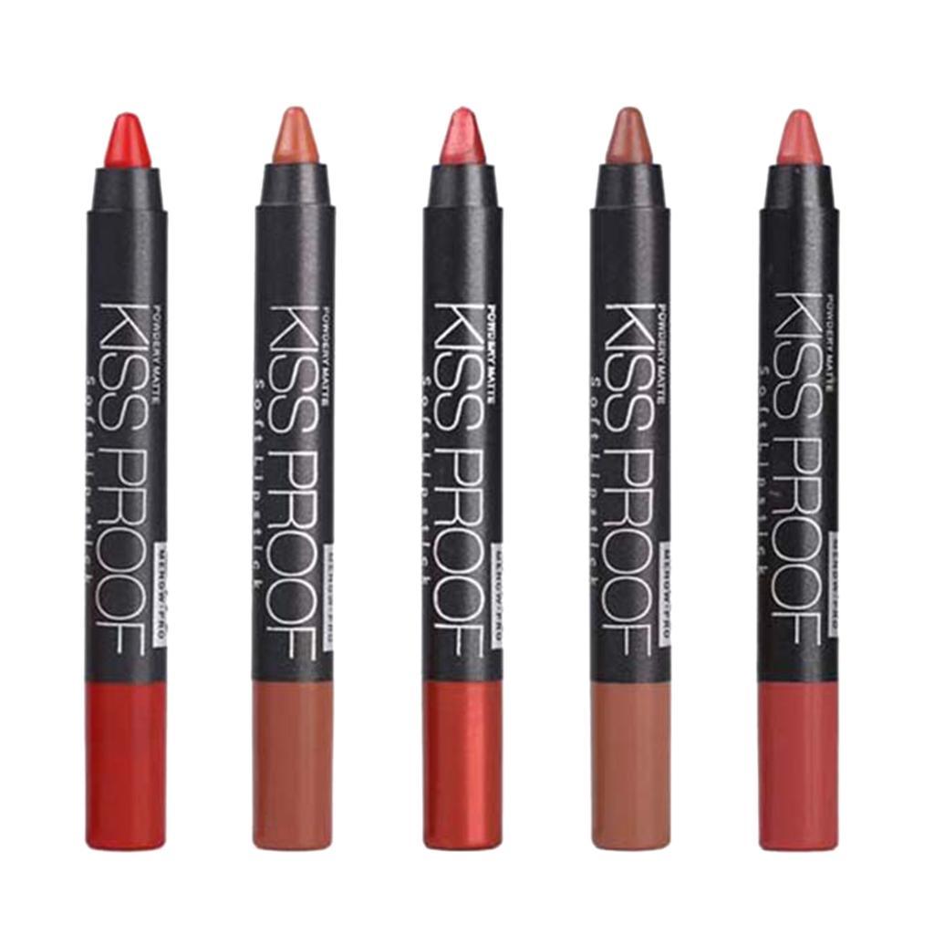Maxbell 5 Pieces Lasting Moisturizing Velvet Lipstick Matte Gloss Lip Crayon Pencil #B - Aladdin Shoppers