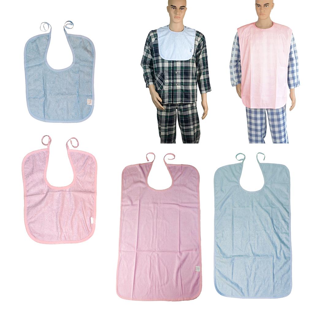 Short Adult Disability Bib Mealtime Dining Cloth Protector Apron Waterproof Blue