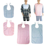 Short Adult Disability Bib Mealtime Dining Cloth Protector Apron Waterproof Blue